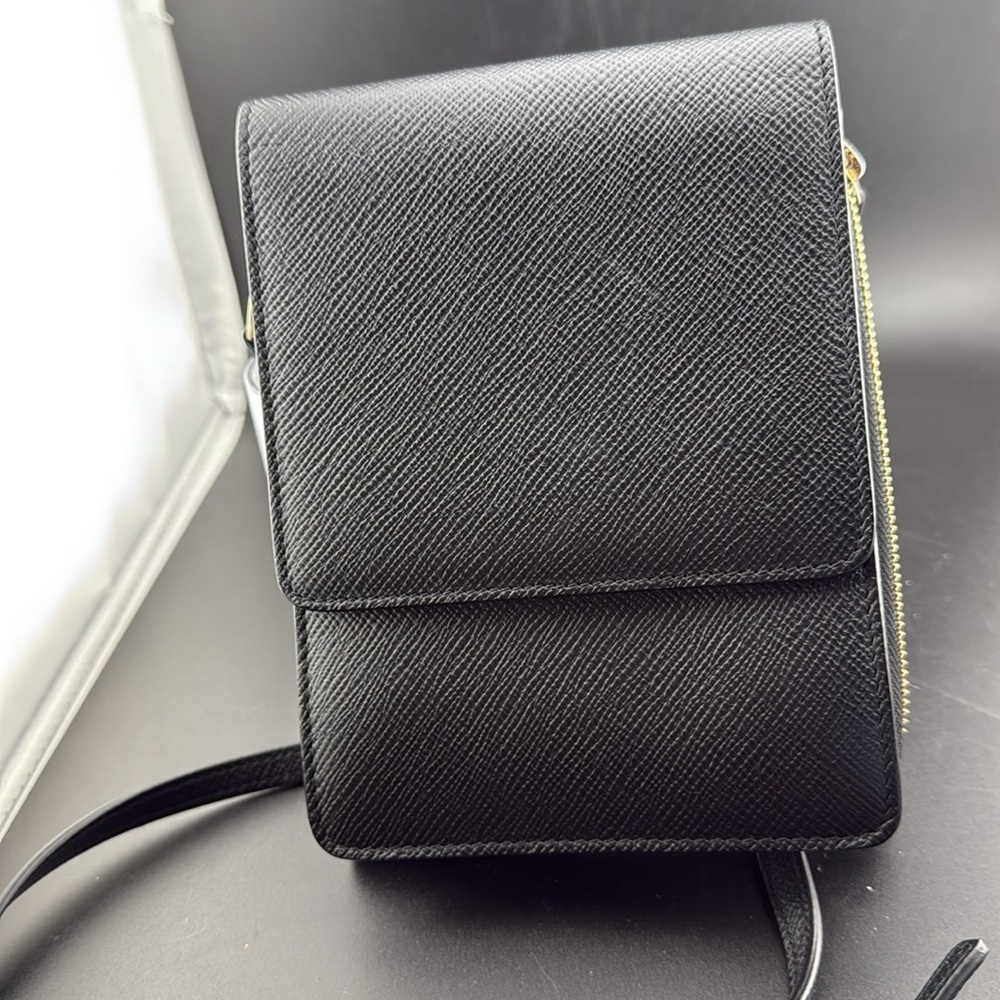 Smythson Black Leather Crossbody Bag - Picture 6 of 6